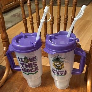 Pineapple Willy's Purple and White Beach Mug Set